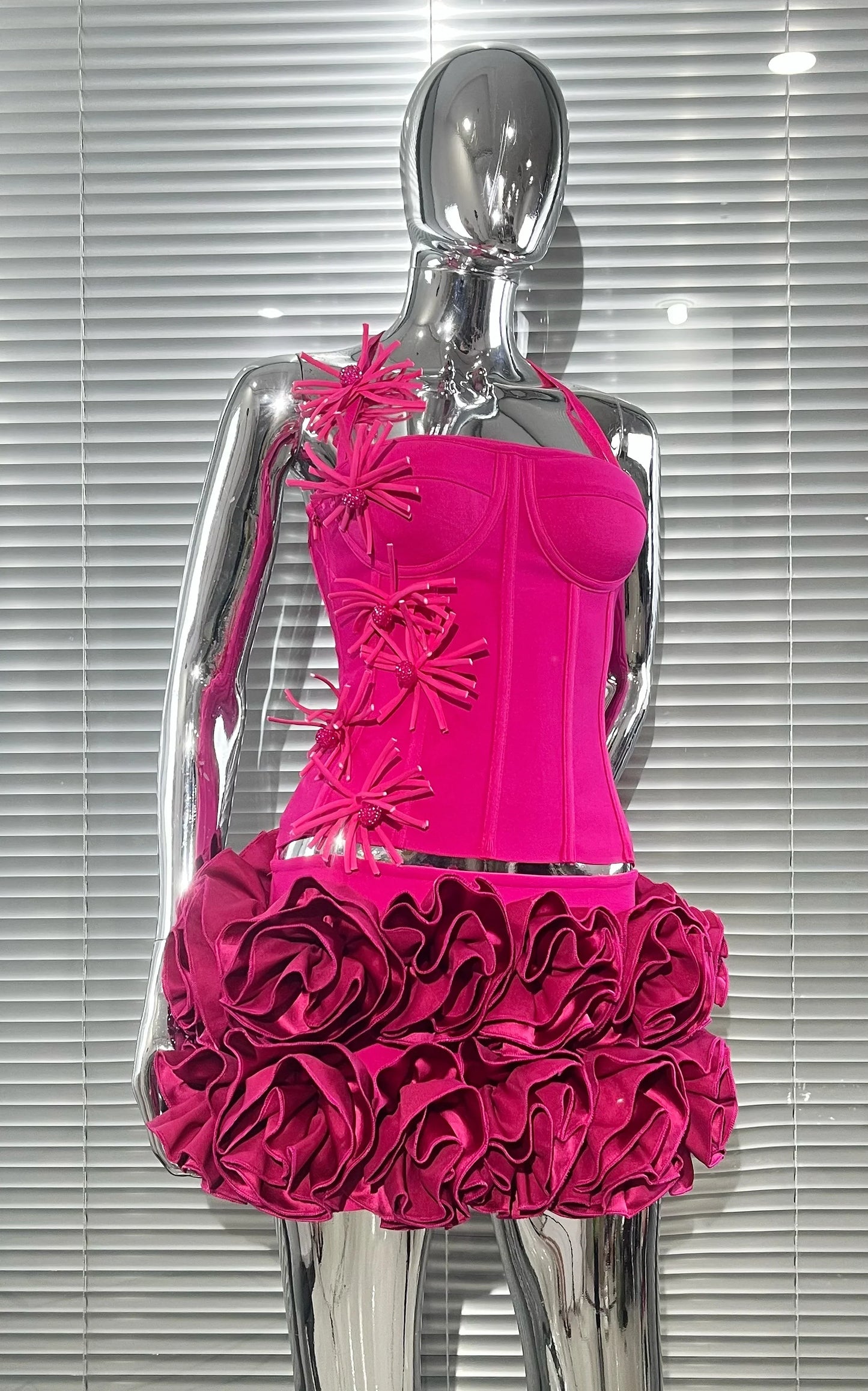 Black Red Color Women Sexy Strapless Laced-up Tops Florlas Bodycon Mini Skirt Set Celebrate Birthday Party Cocktail Dress