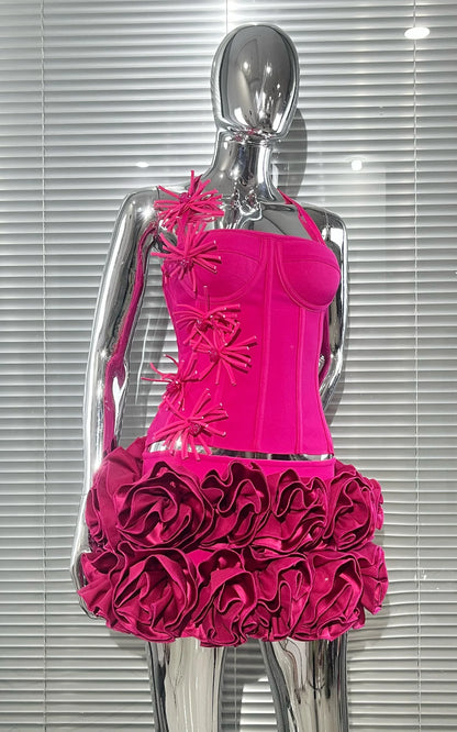 Black Red Color Women Sexy Strapless Laced-up Tops Florlas Bodycon Mini Skirt Set Celebrate Birthday Party Cocktail Dress