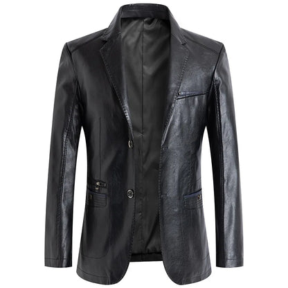 2025 Autumn Jacket Men Solid Color Leather Coat Jacket Casual Motorcycle Biker Coat Leather Jackets Male Big Size 6XL 7XL