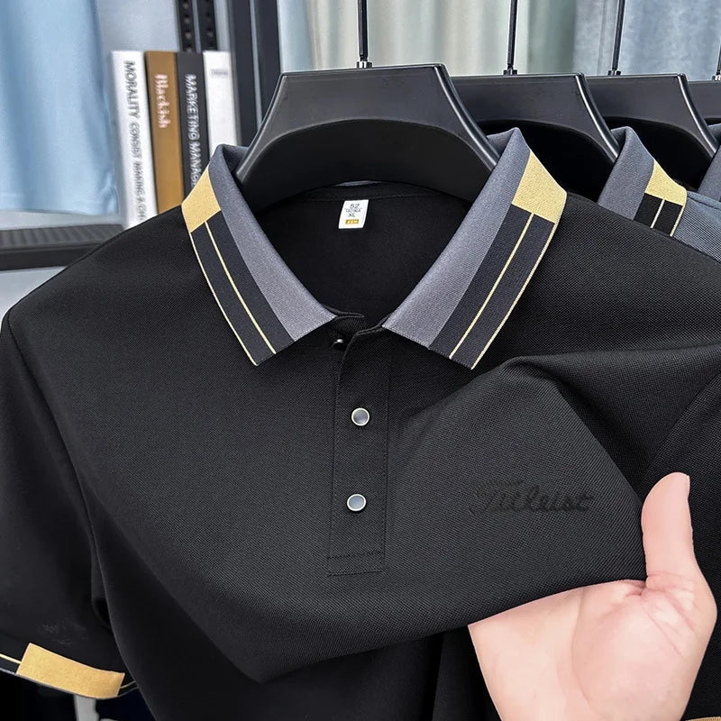 Brand Design Men's Lapel Short Sleeve Polo Shirt Summer New Arrival Letter Print T-Shirt Casual Business Fashion Men's Clothing
