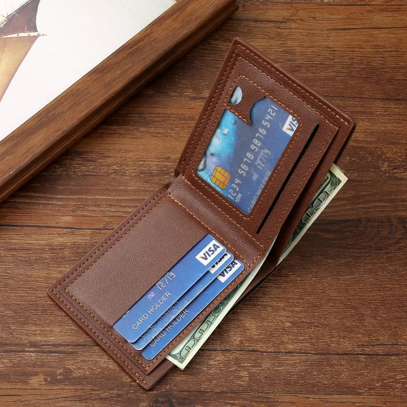 New Men Long Thin Slim Wallets Vintage Pu Leather Male Credit Card Holder Brown Money Purses Solid Simplicity Wallet For Man