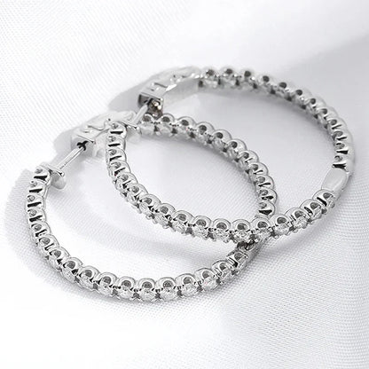 18K Plated 1.74-6.5cttw All Moissanite Hoop Earrings for Women Lab Diamond Jewelry 100% 925 Sterling Silver Earring