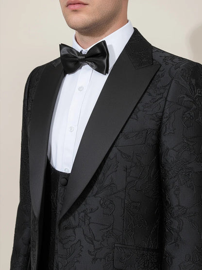 high quality luxury men's suit 3 piece set dinner black party tuxedo banquet attire Fashion Male Groom wedding