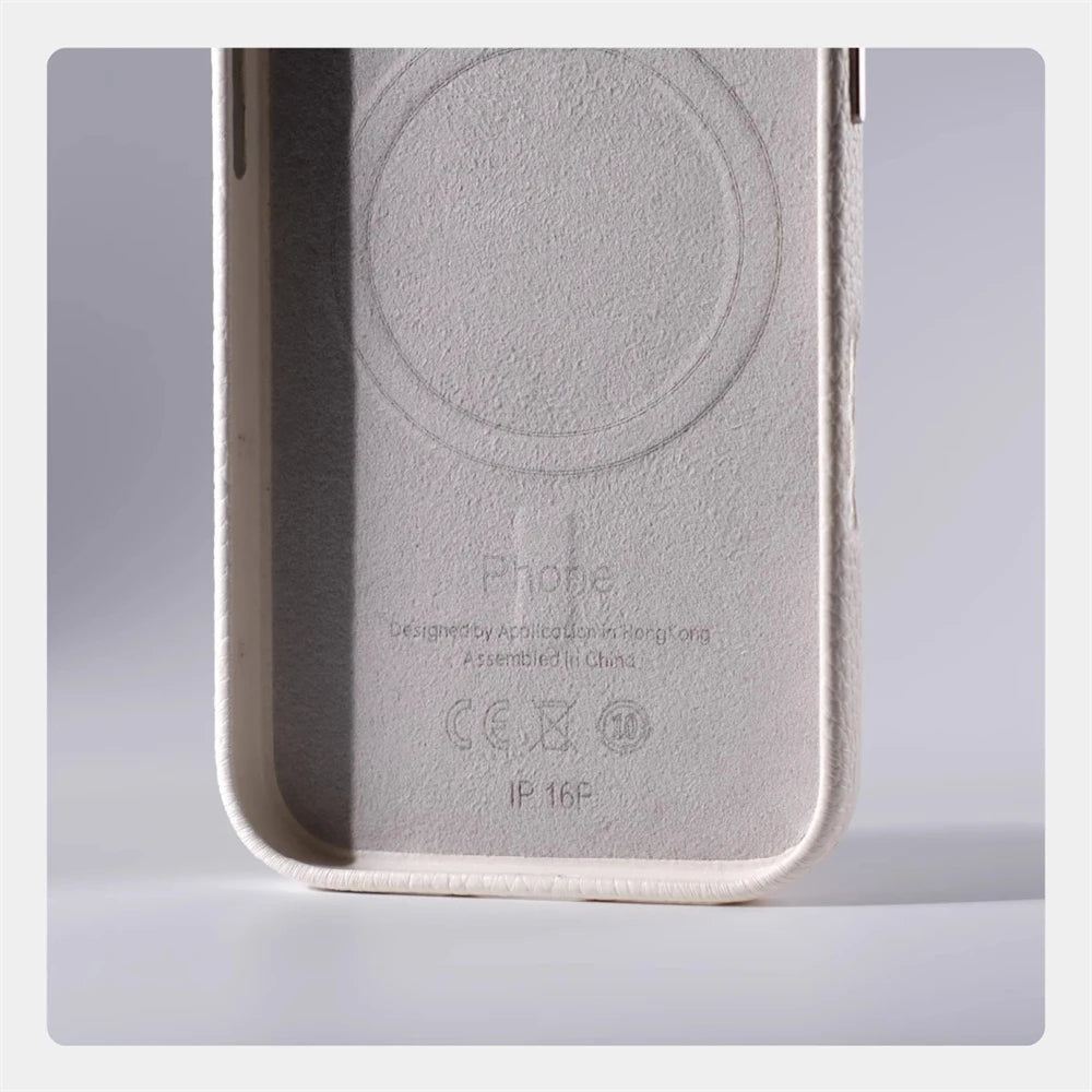 Luxury Magnetic Lychee Texture PU Leather Case For iPhone 17 16 Pro Max 15 14 13 For Magsafe Alloy Lens Shockproof Bumper Cover