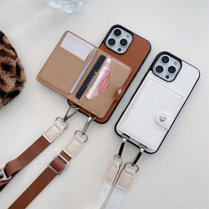 Crossbody Wallet Card Slot Coin Purse for IPhone 17 Air 16 15 Plus 14 13 12 11 Pro Max Leather Protective Phone Case Cover