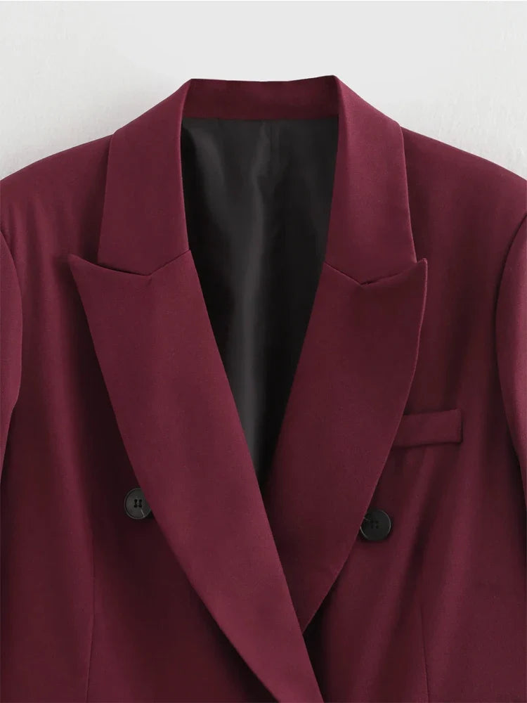 Women's Blazer Outerwears Office Wear Women Suit Jacket Autumn Long Sleeve Burgundy Blazers Formal Woman Minimalist Blazer