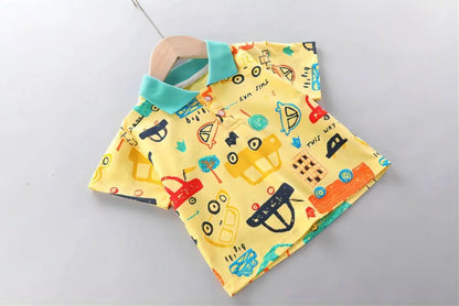High-Quality Baby Boys Polo Shirt + Handsome Denim Shorts 2-Piece Set Children's Girls Clothing Summer