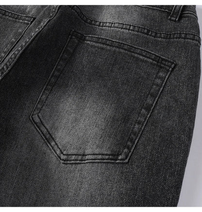 Men's Boot Cut Denim Jeans Gray Black High-Quality Cotton Pants Classic Slim Stretch Flared Trousers