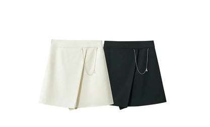 Minimalism Casual Shorts Skirts Women High Rase 2024 Autumn New Fashion Commuter Lady Straight Blazer A-Line Skirt 12343035