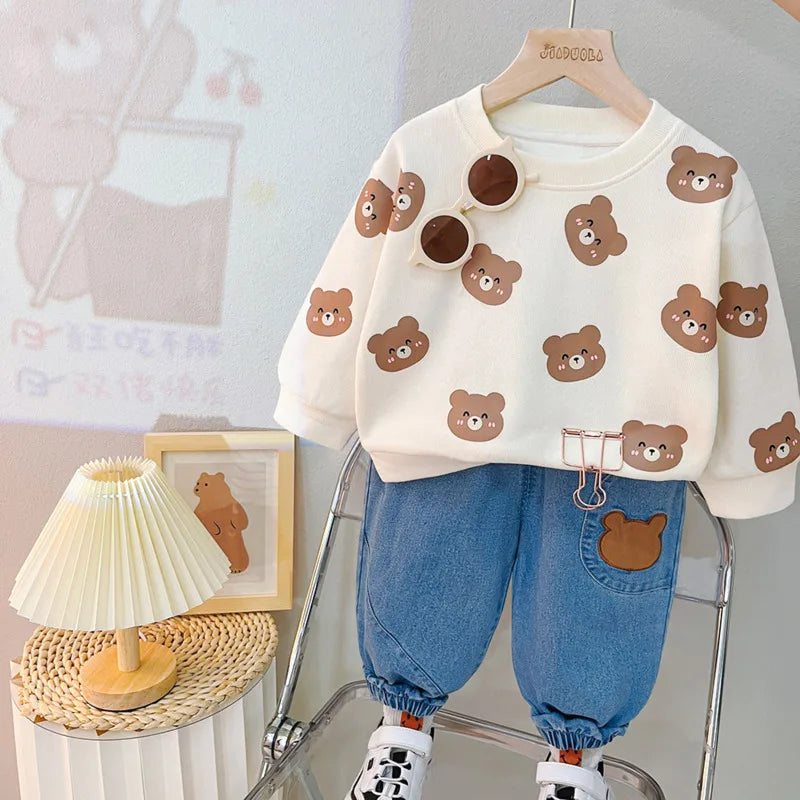 New Spring Autumn Baby Girl Clothes Children Boys Casual Cartoon T-Shirt Pants 2Pcs/Sets Toddler Sports Costume Kids Tracksuits