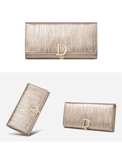 Fashion Women Long Wallets Female Long Phone Purse Luxury Genuine Leather Ladies Card Holder Stripe Wallet Cartera De Mujer