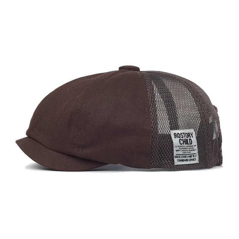 Summer Mesh Newsboy Cap Breathable Cotton Peaky Octagonal Hat Vintage Casual Cap Solid Berets Visor Gatsby Flat Ivy Hat