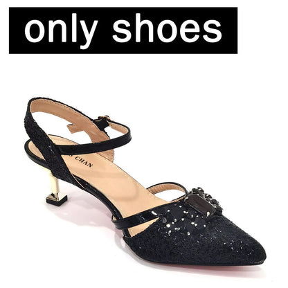 2022 Nigerian Fashionable Silver Color Peep Toe Shoes Matching Bag Set For Royal Ladies Wedding Party Sandal