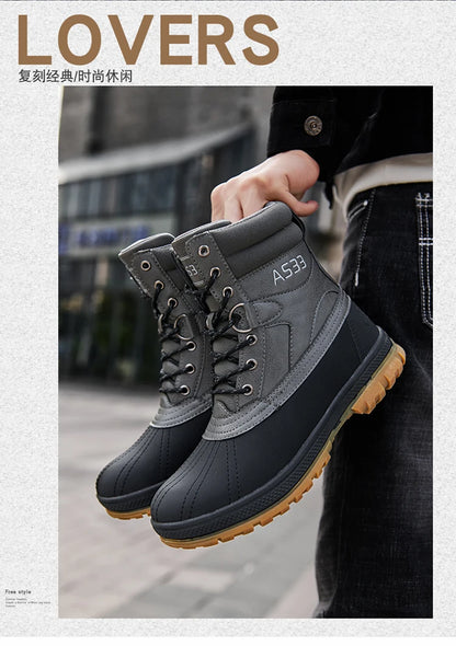 Plus Size 47 Outdoor Men Boots Winter Snow Boots for Men Training Work Boots Waterproof Slip-Resistant Keep Warm Winter Shoes