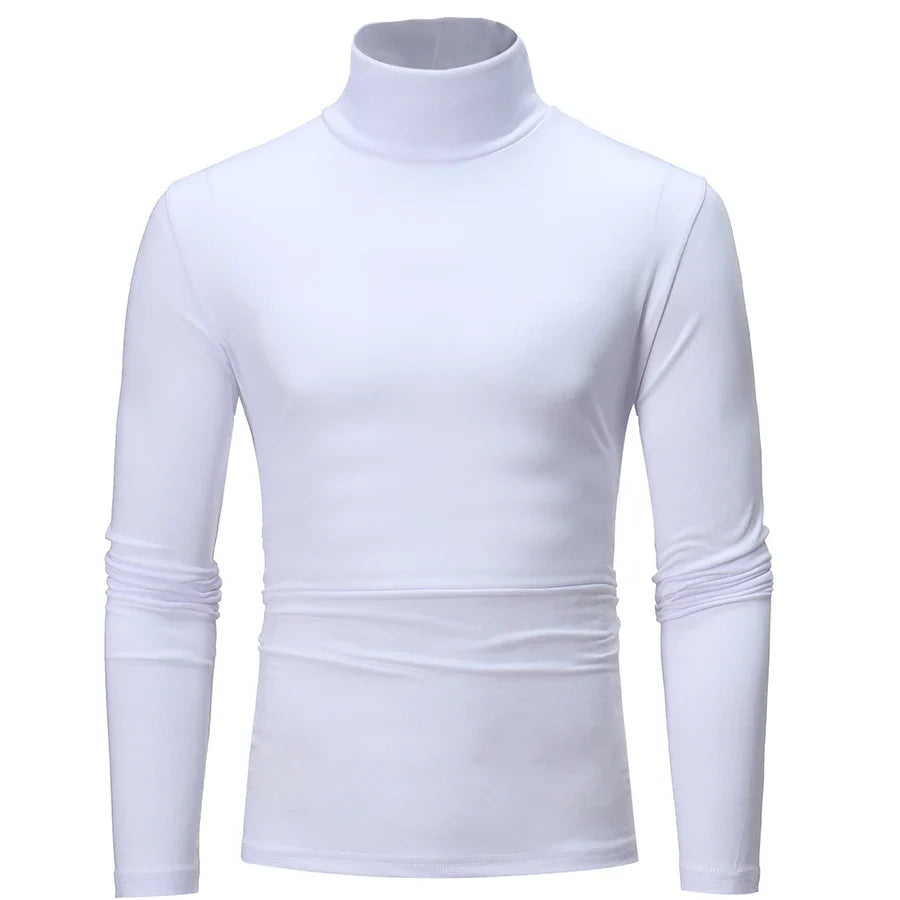 2pcs Men Thin Warm Tops Men's Autumn Long-sleeved Thermal Underwer Male High Collar Fashion T-shirt