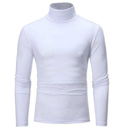 2pcs Men Thin Warm Tops Men's Autumn Long-sleeved Thermal Underwer Male High Collar Fashion T-shirt