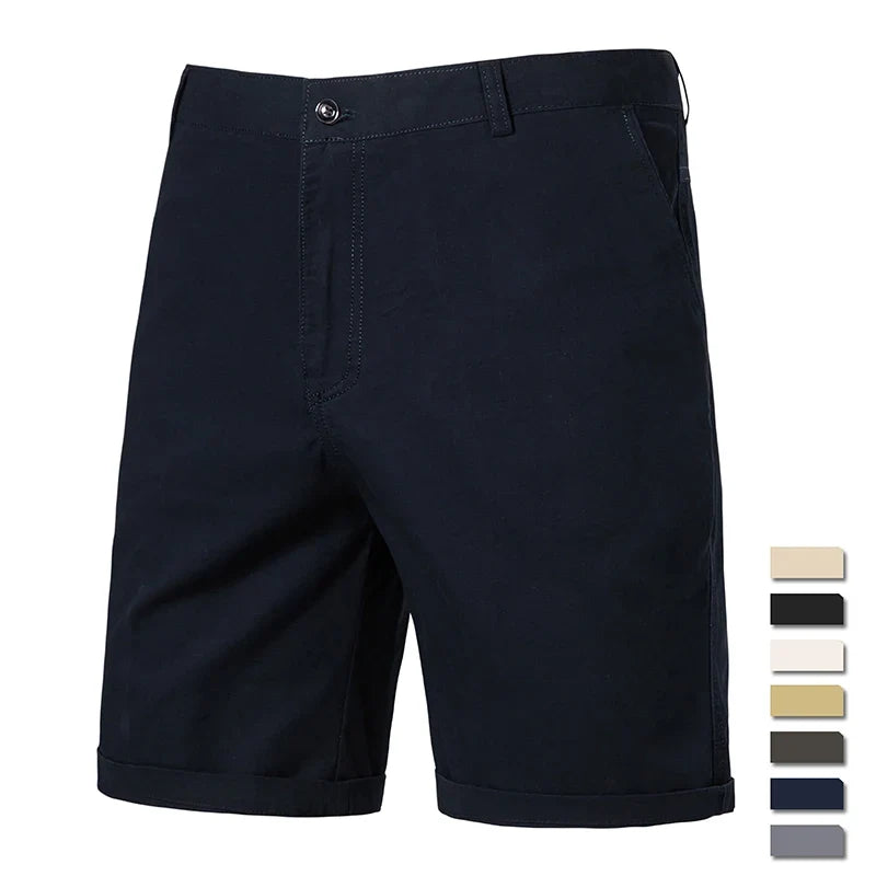 Classic Mens 100% Cotton Casual Shorts Khaki Grey Navy Black Knee Shorts American Style Streetwear Golf Shorts
