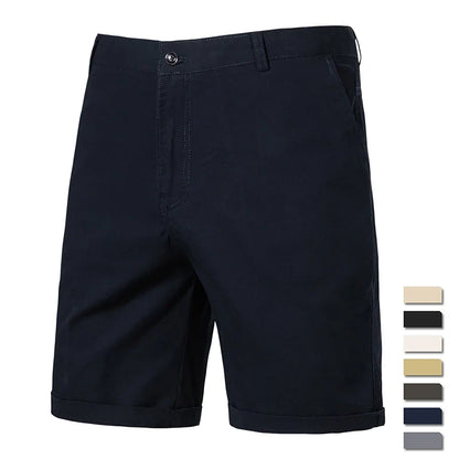 Men Casual Cotton Shorts Golf Dress Shorts Light Weight Sports Casual Knee Shorts Men's Bermuda