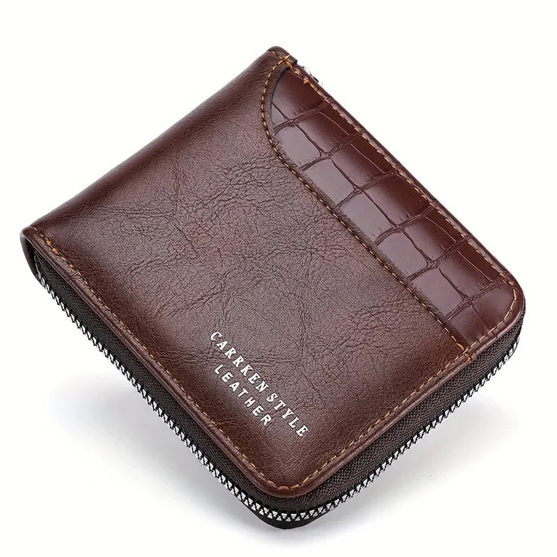 Portefeuille en cuir pour hommes, portefeuille de luxe pour hommes, porte-cartes zippé avec poche à monnaie, portefeuilles RFID, cadeaux pour hommes, sac d'argent