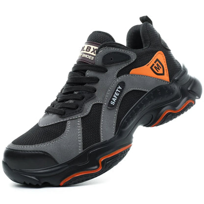 Men Rotating Button Safety Shoes Steel Toe Work Sneakers Indestructible Shoes Puncture-Proof Work Boots Air Cushion Safety Shoes