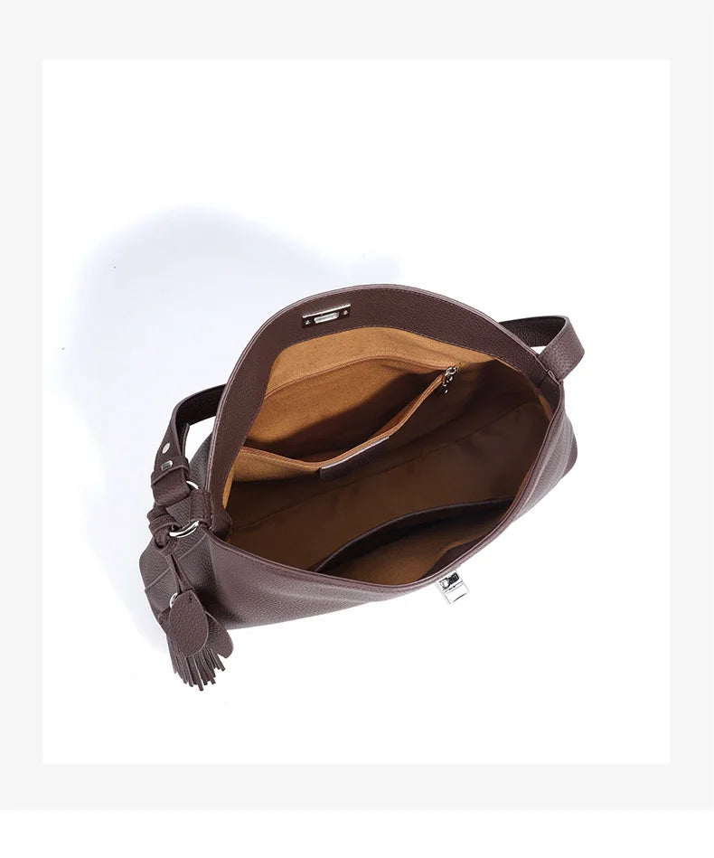 2026 Hot Top Grain Leather Spacious Tote Bag Fashionable Underarm Single Shoulder Crossbody Bag Women Chic Shopping Hobo Handbag
