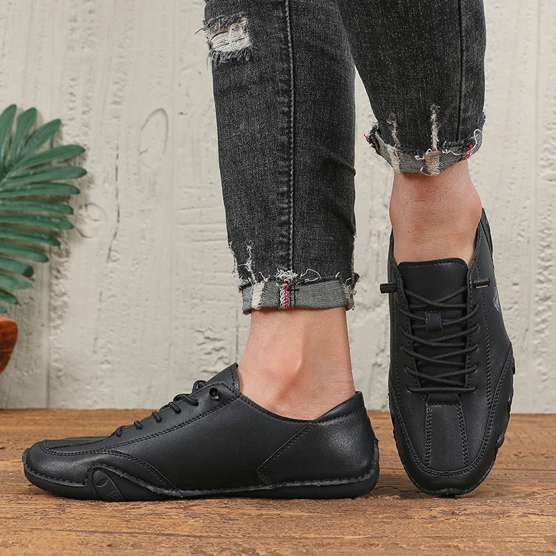 Classic Loafers Trendy Durable Artificial Leather Waterproof Anti Slip Casual Shoes for Outdoor Walking Men’s Motorcycle Boots