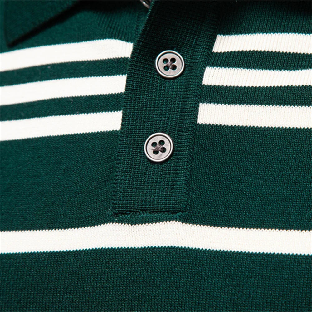 2025 Color Block Polo Men Striped Long Sleeve New Autumn Designer Social Business Premium T-shirts Male