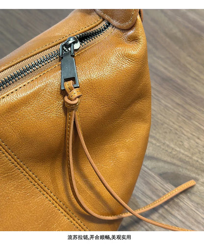 2026 New Genuine Leather Women's Bag Casual Solid Color Versatile Saddle Bag Soft Cowhide Shoulder Crossbody Bags