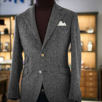 Mens Casual Suit Jacket Herringbone Single Breasted Business Blazer Fashion Slim Fit Comfortable Elegant Men's Outerwear Coats