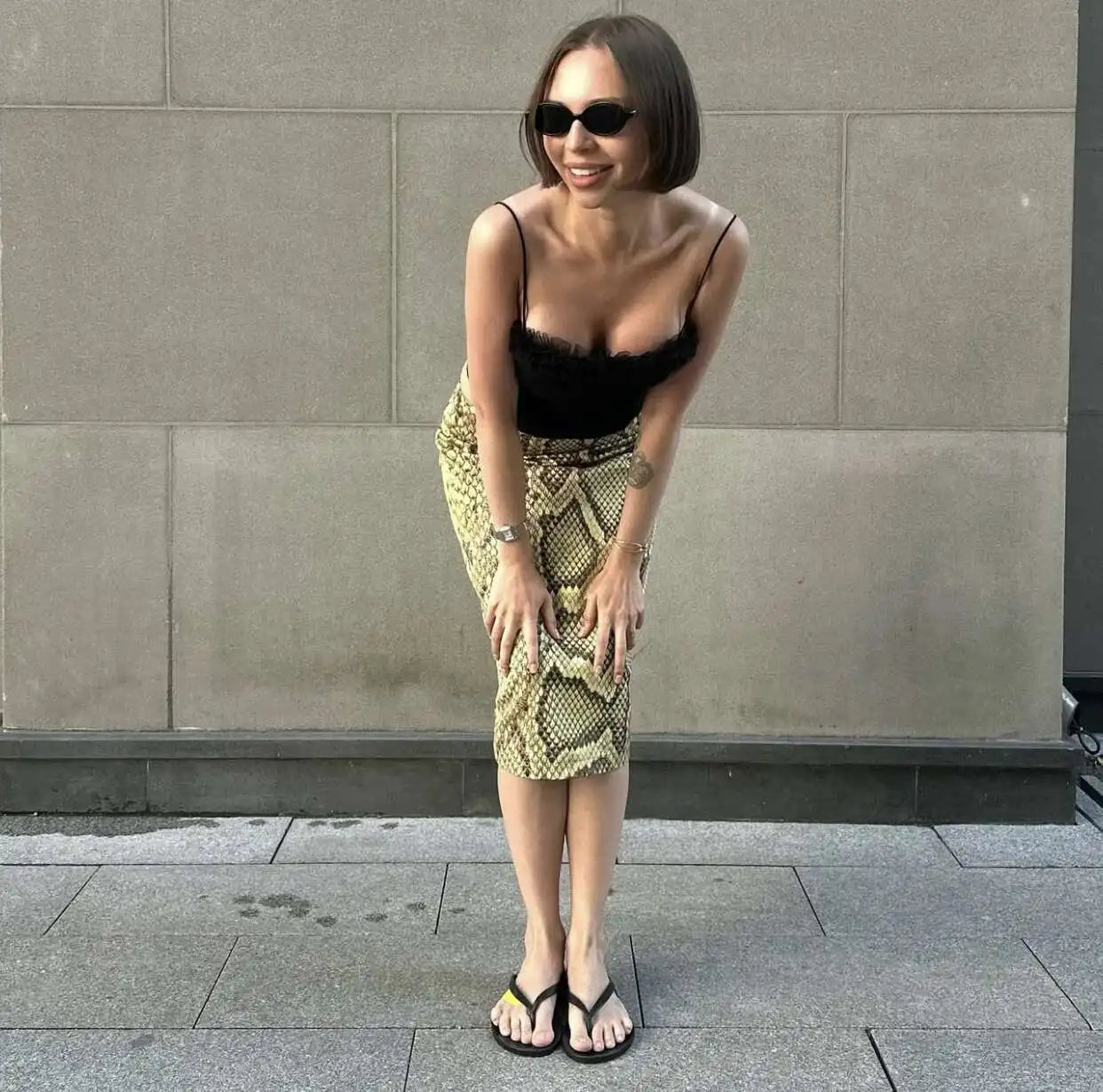 Snakeskin Printed Fashion Skirt Women's High Waist Slim Contrast Patchwork Commute Streetwear Female Vintage Y2k Skirt DDX8