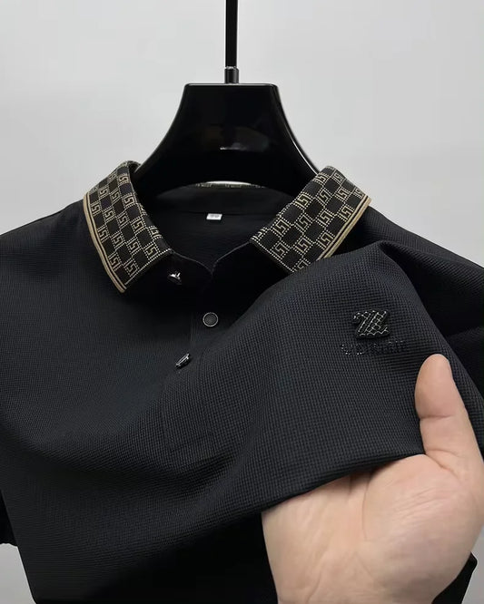 High-end brand short sleeve men's POLO shirt Summer New fashionable and personalized print design breathable ice silk T-shirt
