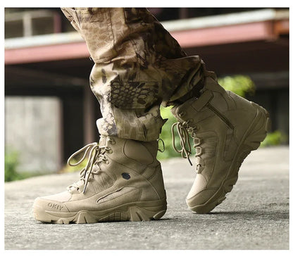 Men Tactical Boots Lace Up Breathable Male Army Boots Desert Boot Climbing Hiking Shoes Safety Unisex Hunting Boots Motorcycle