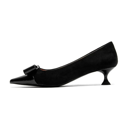 High-Heeled Shoes Elegant Fashion Female Commuting Low Heeled Shoes British Style Patchwork Design Lady Pointed Shoes