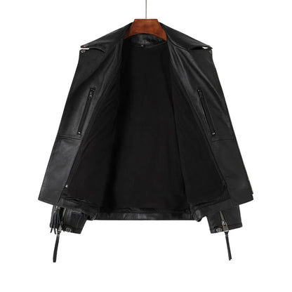 Men's Natural Leather Motorcycle Jacket Top Layer Causal Vintage Retro Moto Suit Leather Coat  Dropshipping Factory