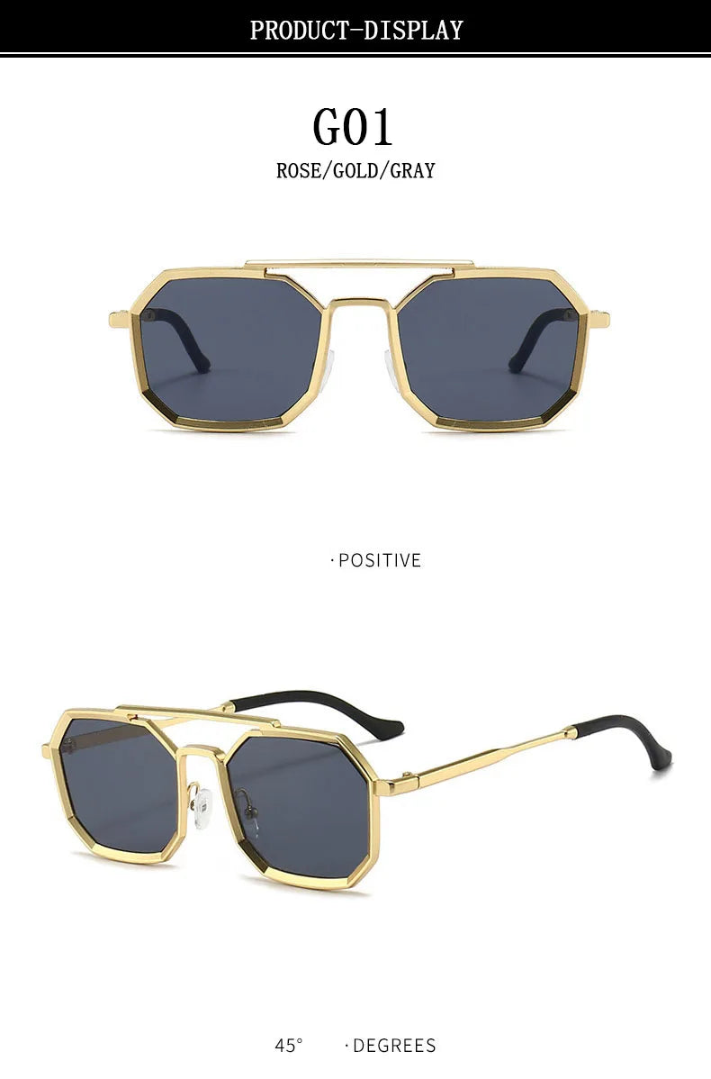 Blue Square Sunglasses For Men Retro Metal Steampunk Sunglasses Women Vintage Fashion Glasses Gafas De Sol Hombre Zonnebril Sun