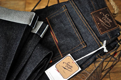 Mens Jeans Boxing Selvedge Denim Jeans Color Cotton Jeans for Men Silver Buttons Taper Fit  12.5 Oz