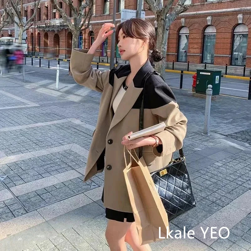 Women's Blazer Jacket 2025 Spring Autumn Korean Temperament Casual Ladies Outerwear Versatile Fashion Female Suit Coat