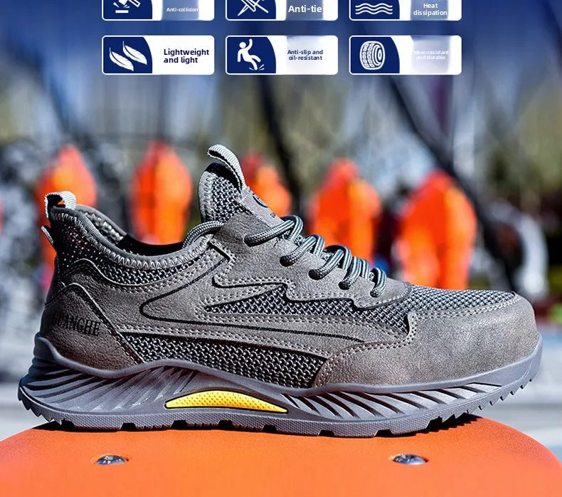 summer mesh safety shoes breathable work shoes industrial construction indestructible shoes for men steel toe safety work boots
