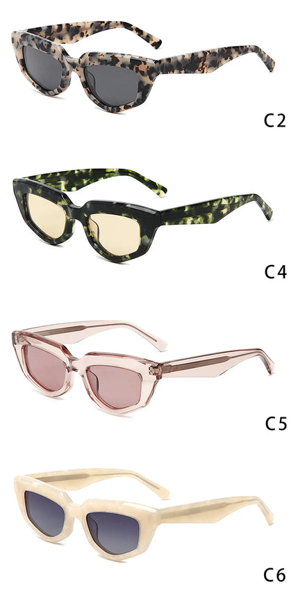 Fashion Retro Small Frame Cat Eye Women Polarized Sunglasses Trendy Personality Multilateral 3D Acetate Men SUN Glasses UV400