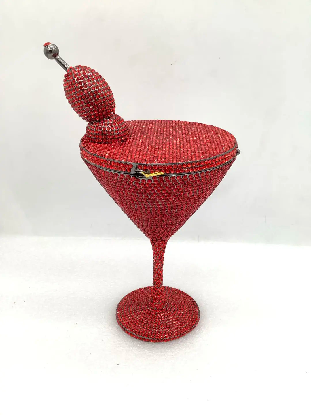 Cherry Martini Gold Rhinestone Evening Cocktail Party Handbag Women Luxury Bling Crystals Wedding Bridal Clutch Purses