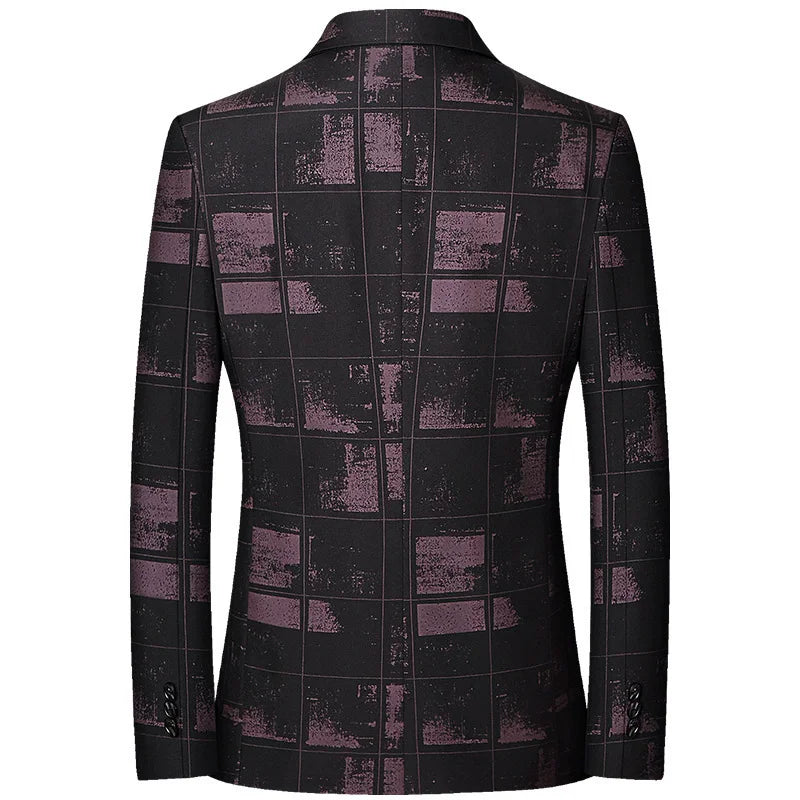Fashion Print Slim Fit Men's Blazers Outerwear Business Casual Suit Jacket For Men Spring Autumn Korean Style Wedding Coats Man