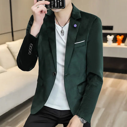 2026 New Stylish Red Mens Slim Fit Casual Blazers Green or Black Optioned Business Leisure Blue Suit Jacket, Asian Size M-4XL