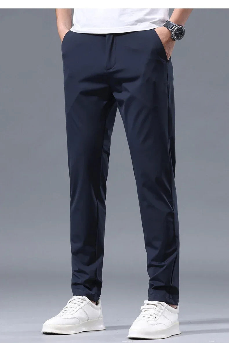 Summer New Stretch Soft Suit Pants Men Thin Fashion Business Elastic Waist Korean Slim Brand Clothes Casual Formal Trousers Male