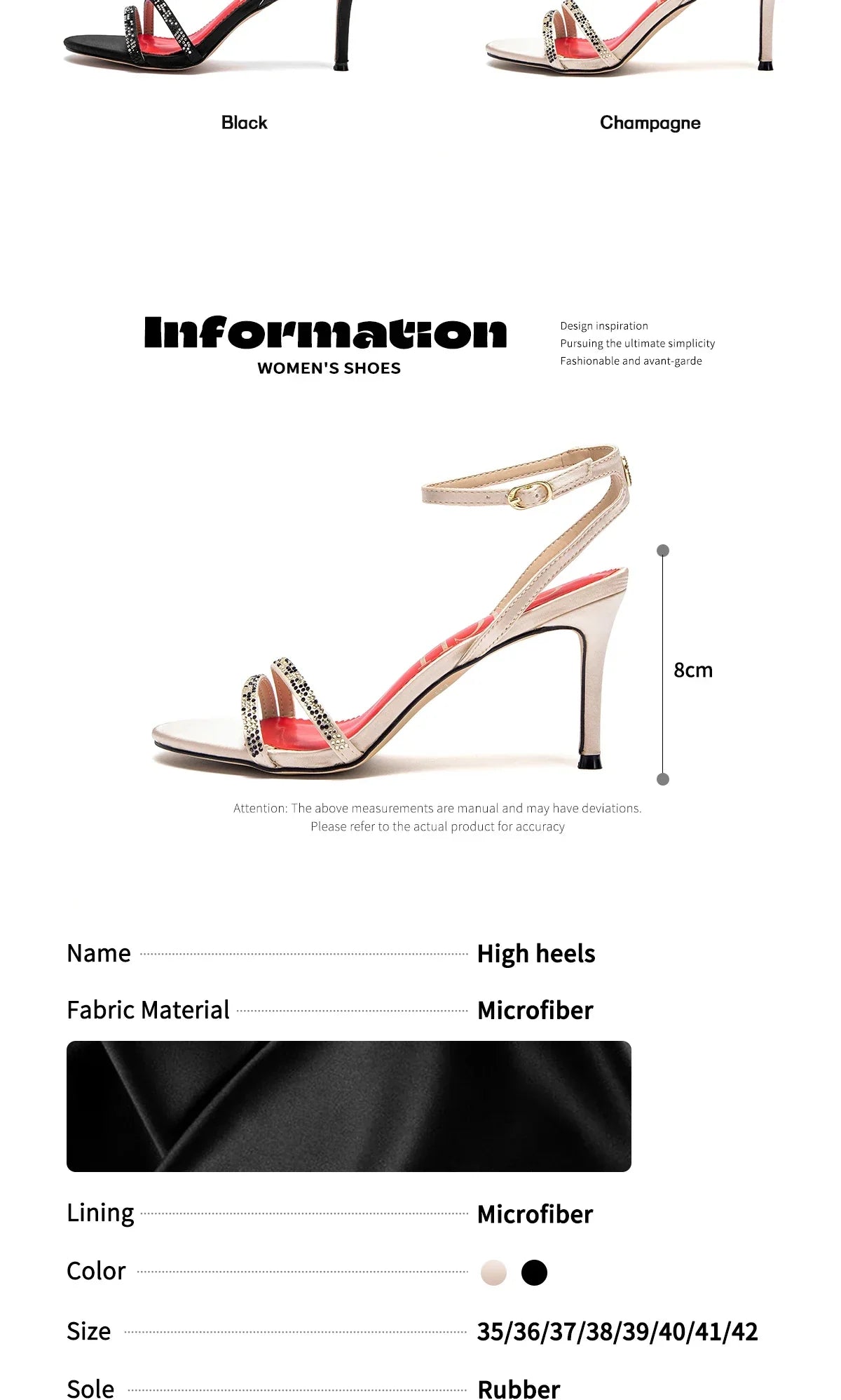 Women's High Heels Simple with Diamond Design Fine Workmanship Versatile Women's Sandals