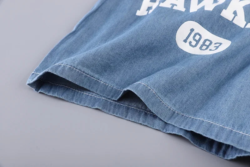 New Summer Boys Denim Clothing Sets Children Fashion Cartoon Lerrer T Shirt Shorts 2pcs Infant Baby Casual Outfits Suits
