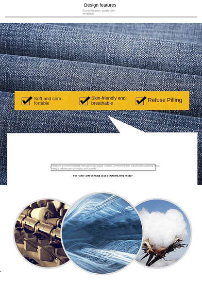 New Spring Summer Plus Size 40 42 44 Men Straight Loose Jeans Business Fashion Denim Stretch Pants Male Brand Trousers
