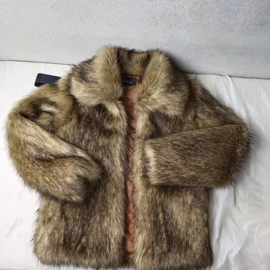 Winter Short Thick Warm Hairy Shaggy Faux Raccoon Fur Coat Men Long Sleeve High Quality Luxury Fluffy Jacket 2023