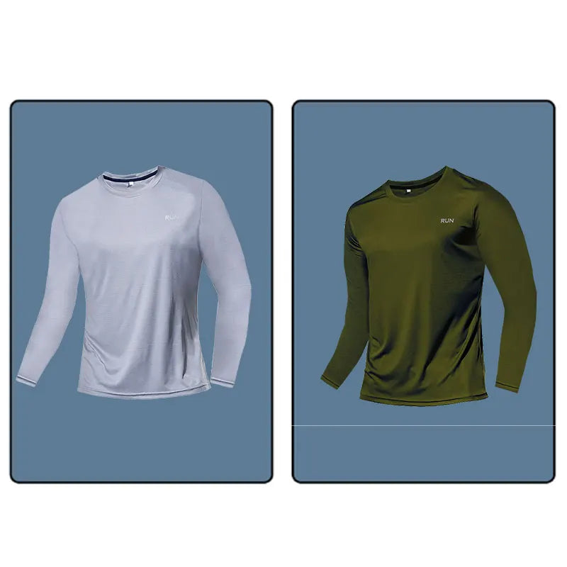 Men Long Sleeve Sport T-shirt Quick Dry Running Shirt Breathable Anti-sweat Top Gym T Shirt Men Fitness Gym Clothing Men 2023