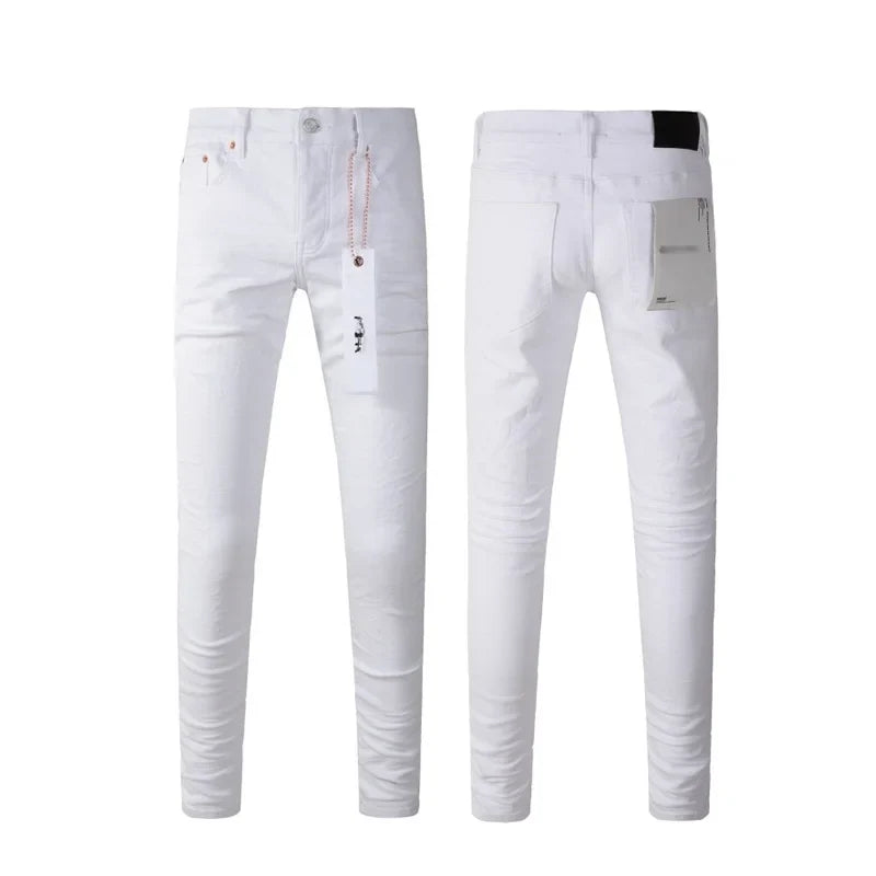 Spring New Men's White Skinny Jeans High Quality Slim Fit Trousers Streetwear Hip Hop Style Casual Fashion Stretch Denim Pants