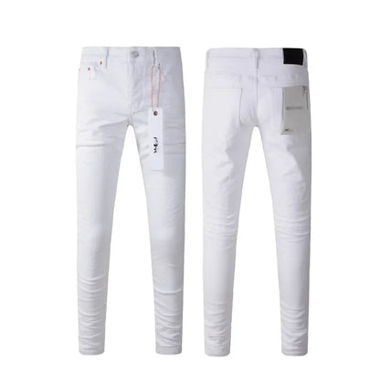 Spring New Men's White Skinny Jeans High Quality Slim Fit Trousers Streetwear Hip Hop Style Casual Fashion Stretch Denim Pants